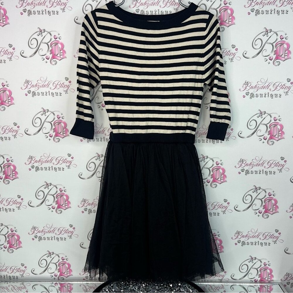 Fray I.d dress tutu bottom stripes Elegant Striped Black and cream Dress